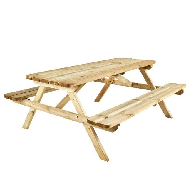 Cerland Romane Picnic Table 6ft 6 Person Wooden Dining Table Folding Benches