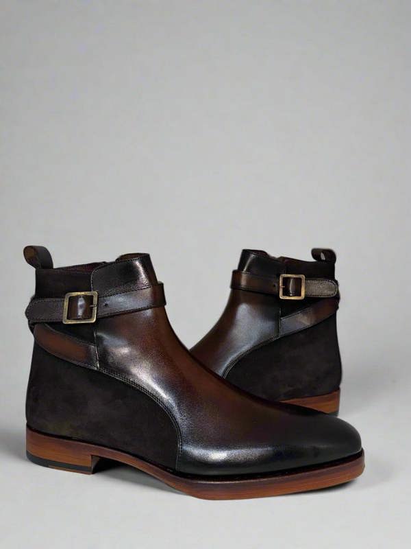 SUEDE + LEATHER HAND PAINTED BOOT -  Q - 01 - 8340 – Premium Men's Patterned Shirt by Claudio Lugli | Bold Design, Tailored Fit, Best Printed Shirts
