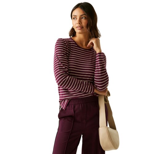 Regatta Womens Federica Stripe Long-Sleeved T-Shirt - Light Vanilla/Navy
