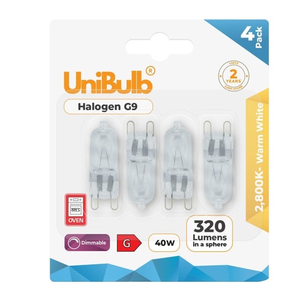 Shop for UniBulb Halogen G9 Capsule 320lm 40W 2800K (Warm White) - Pack of 4