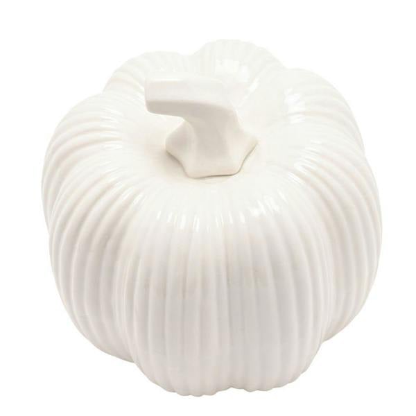 Country Living Set of 2 White Tall Pumpkin Ornament
