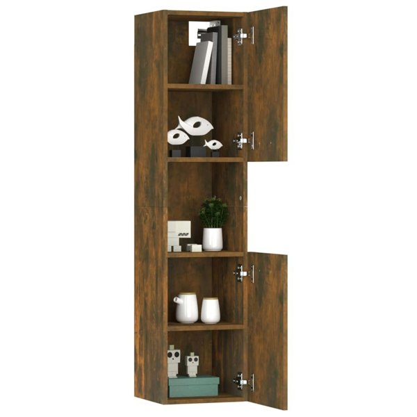 Berkfield Bathroom Cabinet Smoked Oak 30x30x130 cm Engineered Wood