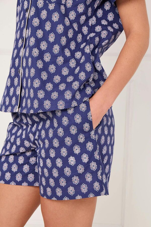 Elaina Fashion Women’s 100% Cotton Button-Up PJ Shorts Set with Pockets