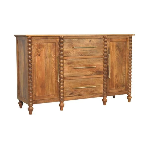 Artisan Furniture Solid Mango Wood Spindle Sideboard, Mango brown