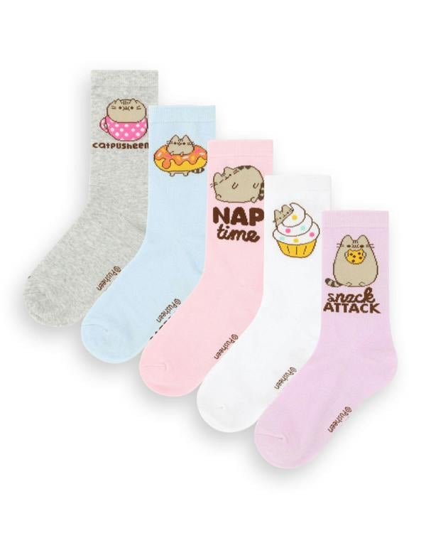 Pusheen Womens Multicoloured Snack Attack Calf Socks Set of 5