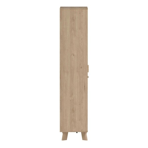 Wyld Haus Lira Jackson Hickory Oak Wood and White China Cabinet 2 Doors