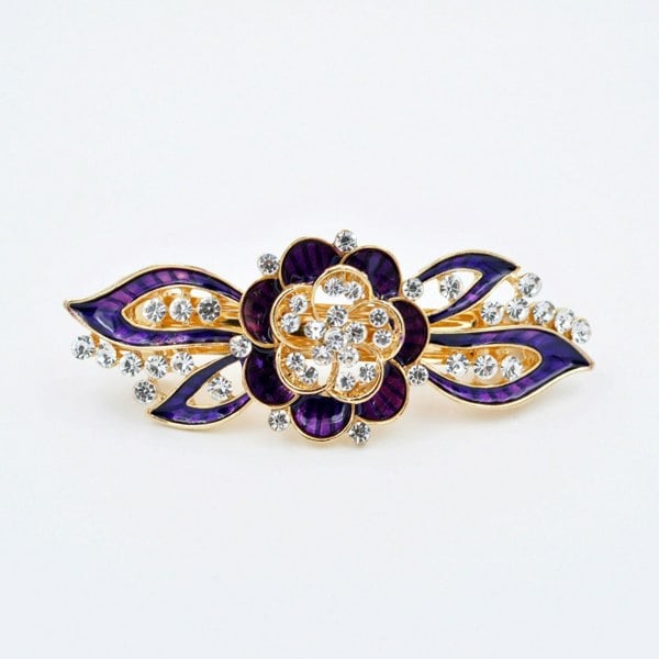 flower hair clip in purple enamel