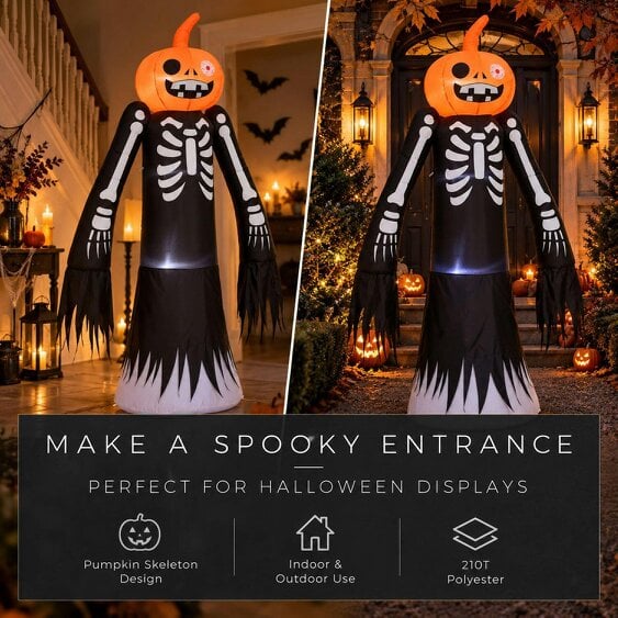 Neo Halloween Inflatable Pumpkin Skeleton with LED Lights 2.7 Metre