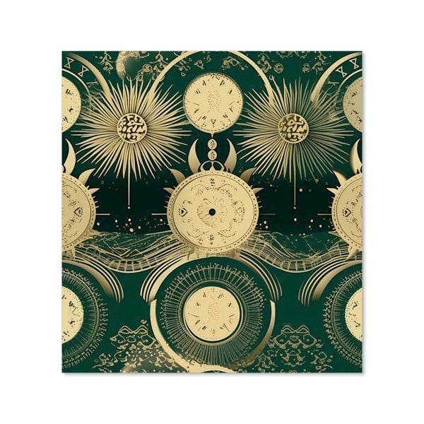 Warren Reed - Designer Green Moon and Sun Abstract Pattern Kitchen Splashback