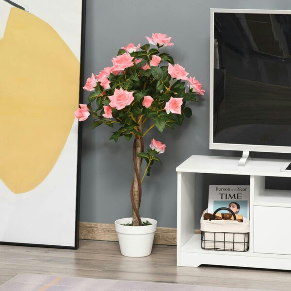Dyzi 90cm Artificial Rose Tree 21 Flowers Potted Decorative Plant