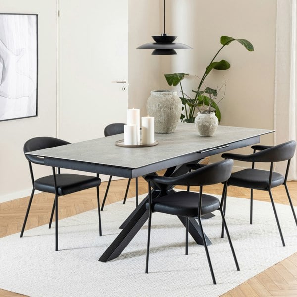 Furniture To Go Heaven Extendable Dining Table with Ceramic Grey Top 200cm