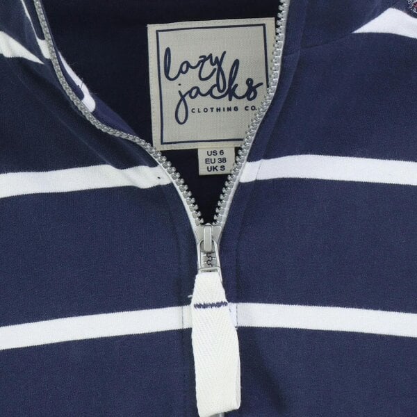 Lazy Jacks LJ32 - Ladies Striped Full Zip Sweatshirt - White