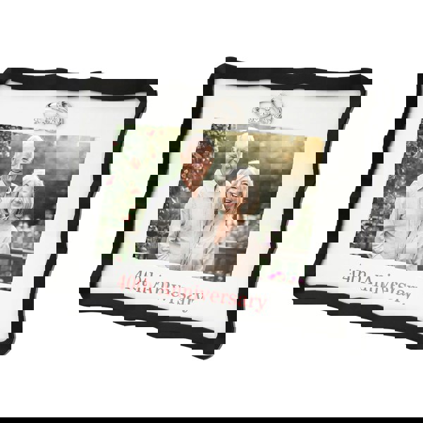 40th Anniversary Landscape 4x6 Frame with Red Text and Silver Rings Image 3