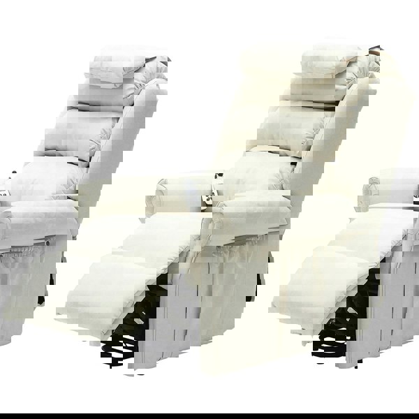Dual Motor Rise and Recline Armchair - Waterfall Pillow - Cream Suedette Fabric Loops