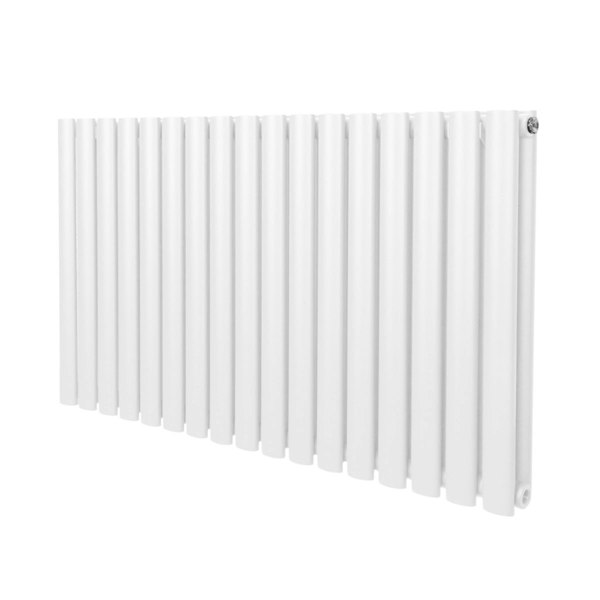 White oval column radiator, 600mm x 1020mm, featuring a sleek design with smooth, rounded edges and vertical fins for efficient heating