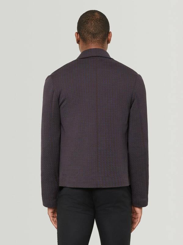 Serran London Houndstooth Knitted Jacket - Navy & Brown