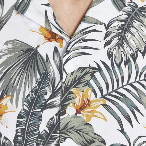 Jack & Jones Casual Short-Sleeved Shirt Relaxed Fit All-Over Print White