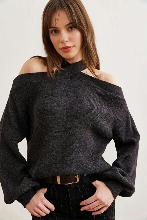 Hoxton Gal Cross-Neck Knit Sweater