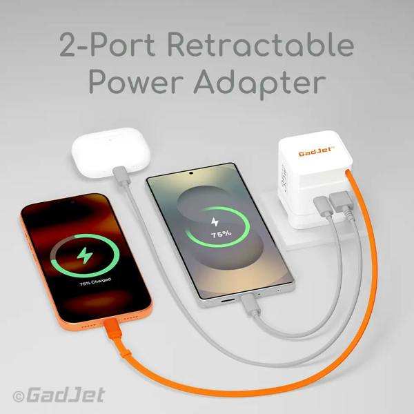 GadJet GaN 2-Port Retractable Power Adapter