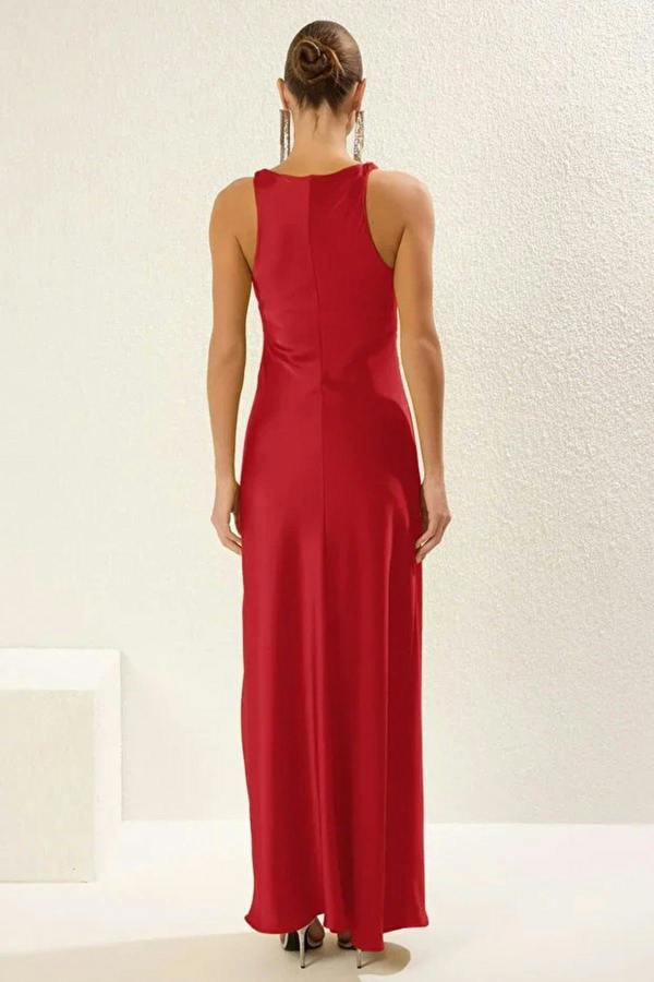WOVCOR Satin Maxi Evening Dress