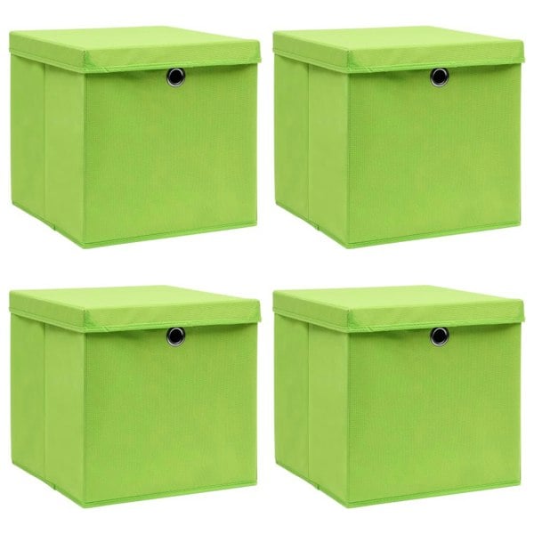 Berkfield Storage Boxes with Lids 4 pcs Green 32x32x32 cm Fabric