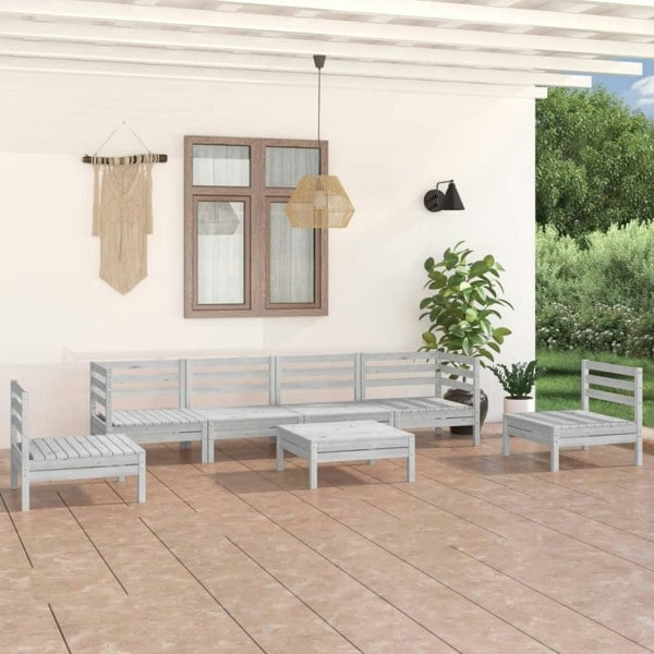 Berkfield 7 Piece Garden Lounge Set White Solid Pinewood