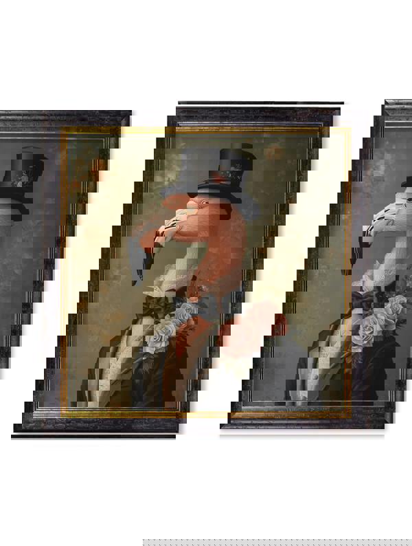 Exceptional Art Baron Von Blush - Gentleman Flamingo Oxford Square Frame