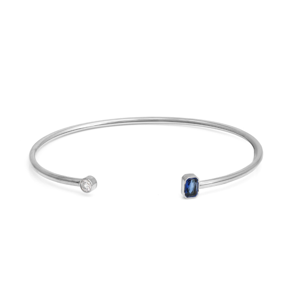 Say It With March Aquamarine Birthstone Bangle - Silver Plated