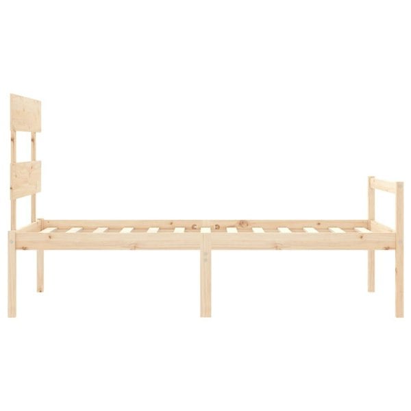Berkfield Bed Frame with Headboard Small Single Solid Wood