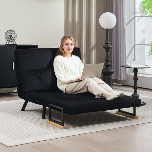 Wyld Haus Tarico Black 4 In One Convertible Double Sofa Bed With Cushions