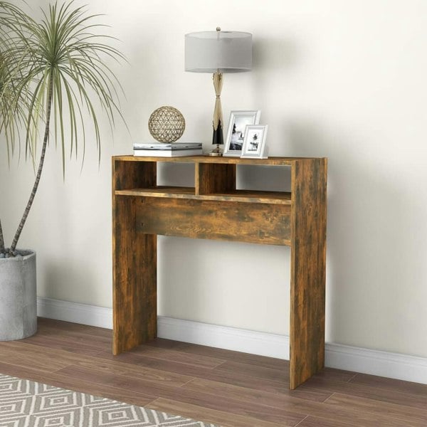 Berkfield Console Table Smoked Oak 78x30x80 cm Engineered Wood