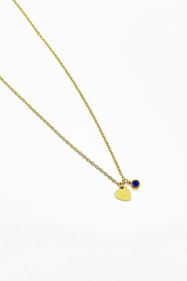 SVNX Mini Heart & September Birthstone Necklace in Gold - Gift Boxed