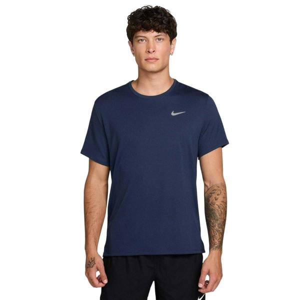 Nike Mens Miler Swoosh Reflective Detail T-Shirt - Midnight Navy - 