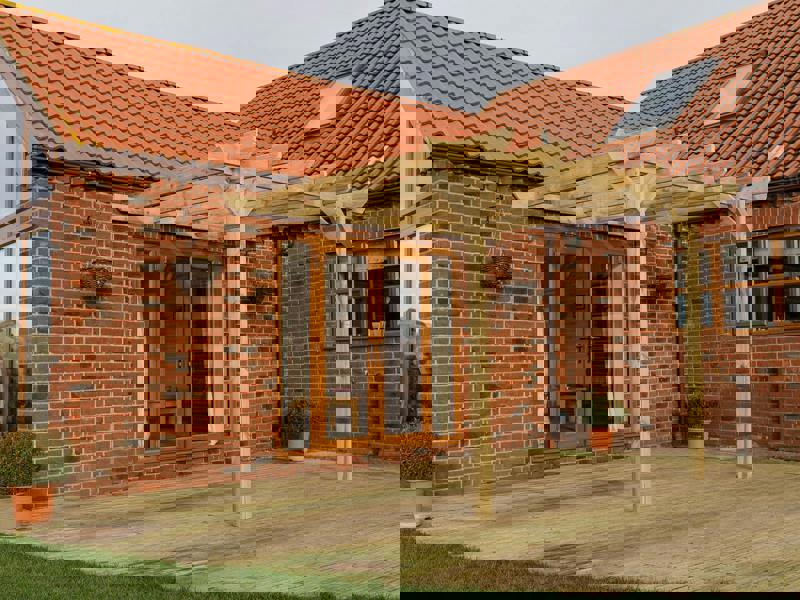 Arbor Garden Solutions Wall Mounted Wooden Pergola Kit - Chamfered Design