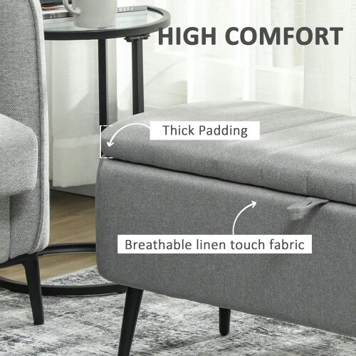 Wyld Haus Harika Linen Look Light Grey Storage Ottoman