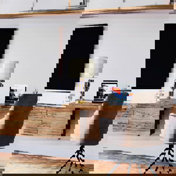 Traditional Glossy Navy Midnight Blue and Polished Gold Ceramic Table Lamp Base Image 5