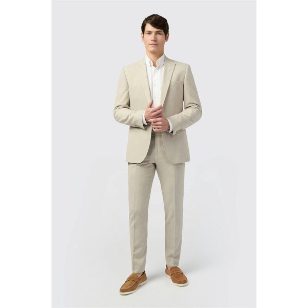 Alexandre Silver Alexandre Tailored Fit Stone Linen Jacket