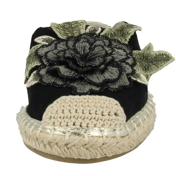 Spot On Ladies Spot On Flower Embellishment Espadrille Mules