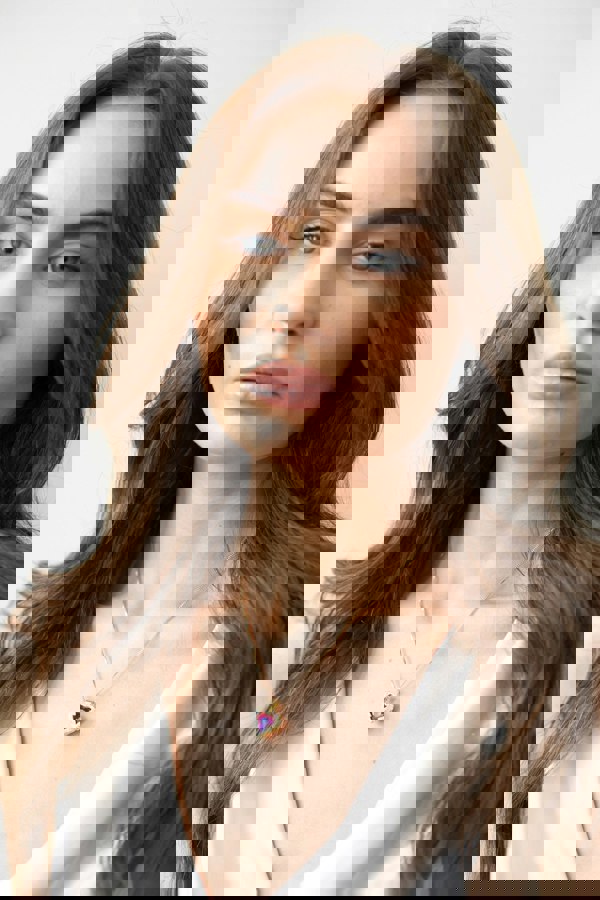 SVNX Pink Stone Heart Necklace In a Diamante Setting