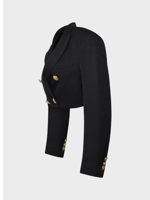 Palm Angels Cropped Blazer Black Gold - Womens