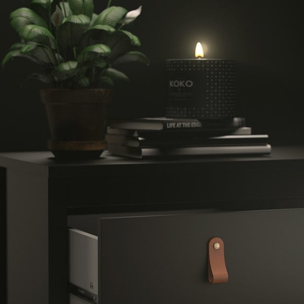 Furniture To Go Barcelona Bedside Table 2 drawers in Matt Black
