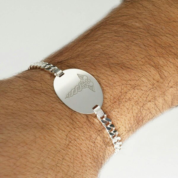 Christopher James of London Sterling Silver Gents ID Medic Bracelet With Free Engraving
