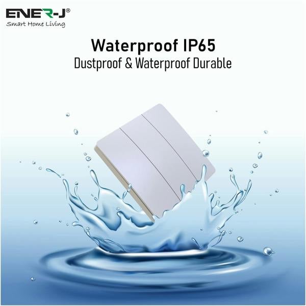 ENER-J 3 Gang Wireless Kinetic Switch (white body) + 3 x 500W RF receiver