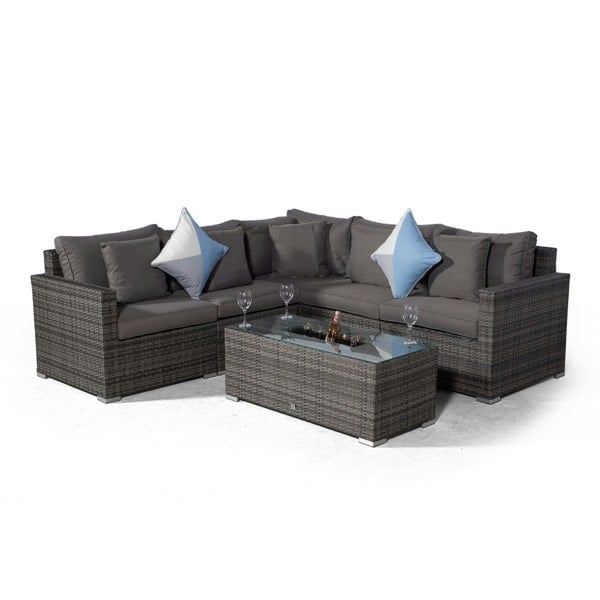 Giardino Havana 5 Seat Rattan Corner Sofa Set with Drinks Cooler Coffee Table
