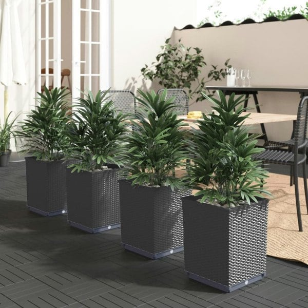 Berkfield Planters 4 pcs Black 30x30x37 cm Polypropylene