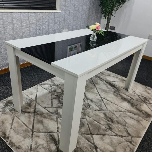 Kosy Koala Dining Table Wood Kitchen Place for 4 Seats, Dining Table Only (White and Black H 75 x L 117 x W 77 cm)
