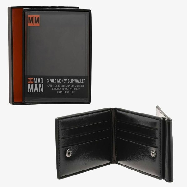 T. H. Baker Mad Man Black 3 Fold Money Clip Wallet HM2369