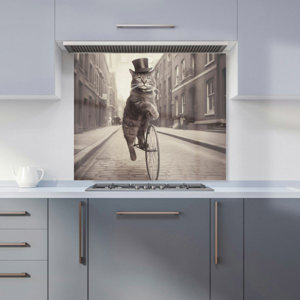 Warren Reed - Designer Victorian Cat Riding A Bike Kitchen Splashback