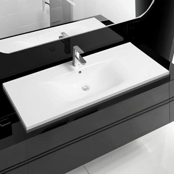 5001 ceramic 101cm mid edge inset basin with scooped bowl