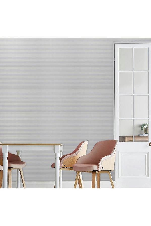 Living and Home PVC Grey and White Stripes Non-Pasted Wallpaper Roll